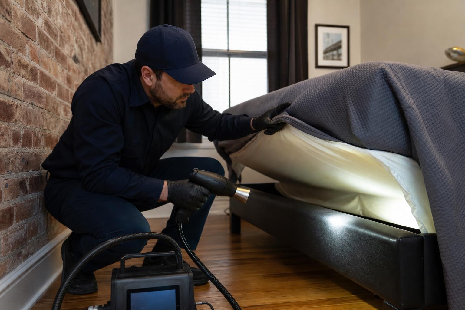 Pest Control Techs LLC technician treating a Des Moines home for bed bugs